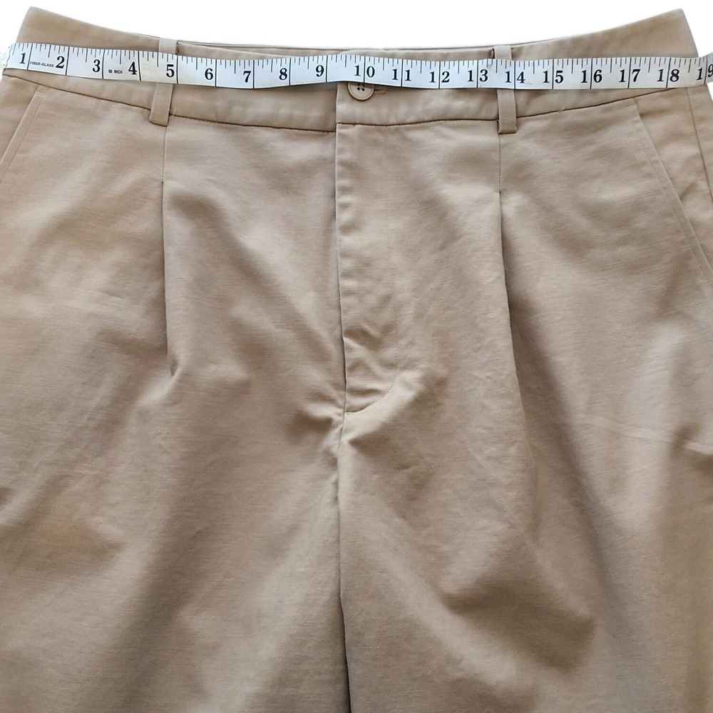 Lauren Ralph Lauren Khaki Pleated Wide Leg Cuffed Trousers Pants Tan Womens 16 - Picture 7 of 13